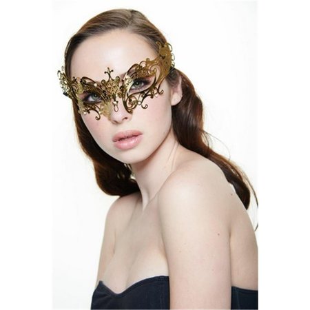 KAYSO Gold with Clear Rhinestones Simple Butterfly Metallic Laser Cut Masquerade Mask One Size BG002GD